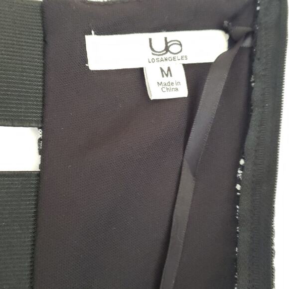 Ya Los Angeles Strapless Black & White Mini Dress Pockets Pleated Medium - Picture 7 of 8